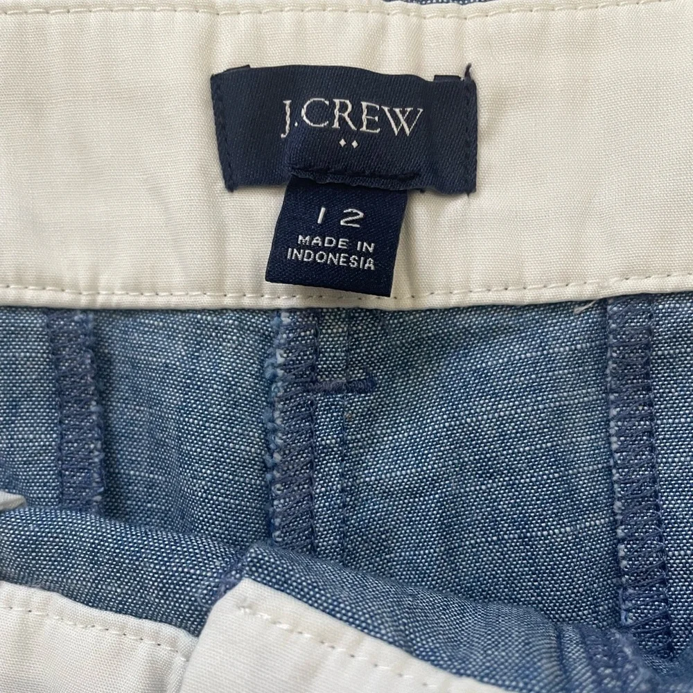 J. Crew 5” Classic Chambray Shorts Blue 100% Cotton Size 12 Nautical Coastal - Picture 3 of 6